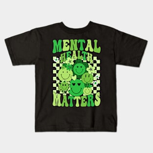 Mental Health Matter Groovy Floral Mental Health Awareness Kids T-Shirt